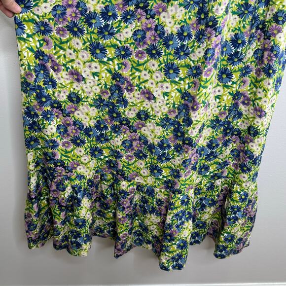 Natural Life Elizabeth Maxi Dress Women XS Green Floral Rayon Boho Cottage Flowy - Picture 6 of 10